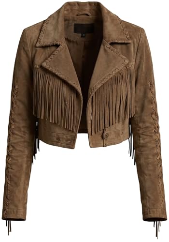 Chaqueta de ante con flecos para mujer estilo vaquero occidental 3