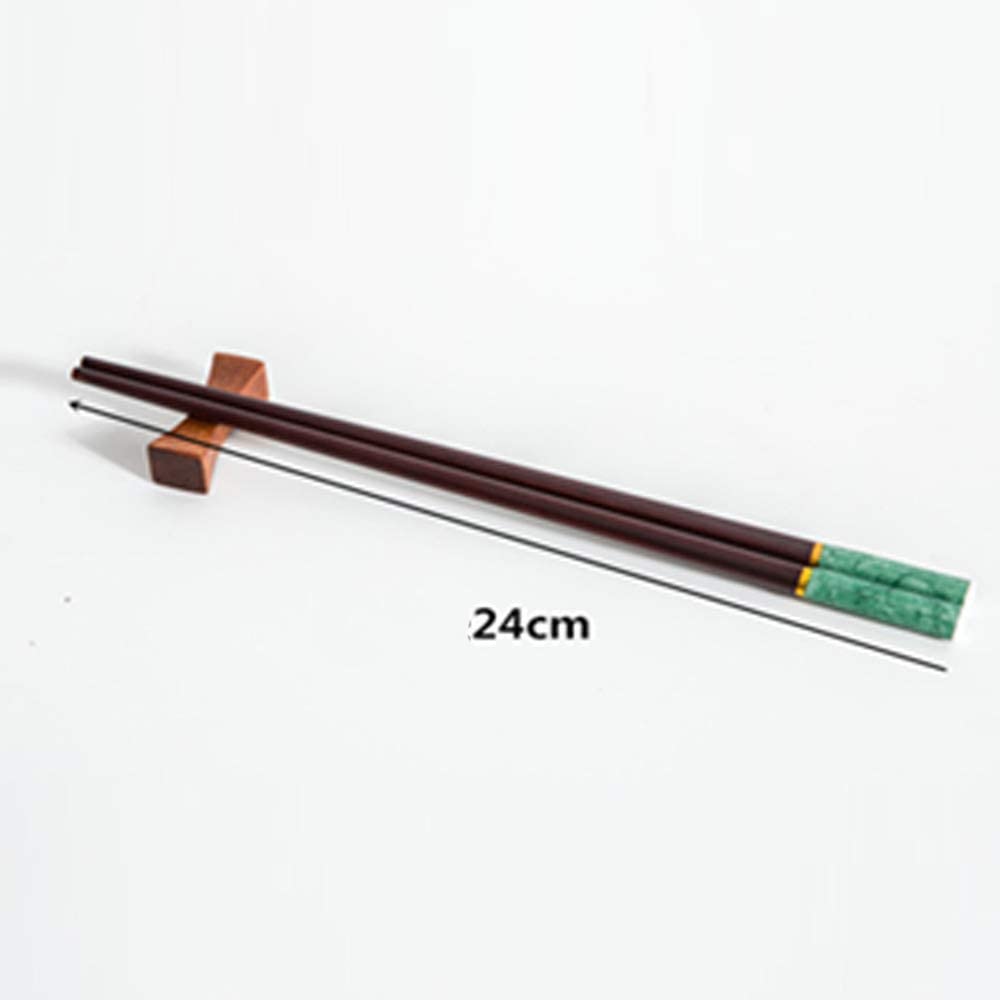 Baguettes réutilisables Lot de 10 Paires de Baguettes écologiques et réutilisables, de Haute qualité, antidérapantes et Anti-moisissure, en Bois Massif Acajou.(A)