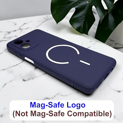 Image of SBMS Silicone Back Cover Case for Motorola Moto G54 / Moto G64 5G | Soft Micro-Fibre Lining Inside | Magsafe Print On Back Side Camera Protection Bump | Shockproof Case for Moto G54 5G (Blue)