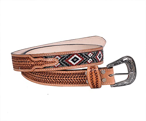 Western Beaded Genuine Leather Belt For Men and Women 30HQ1082