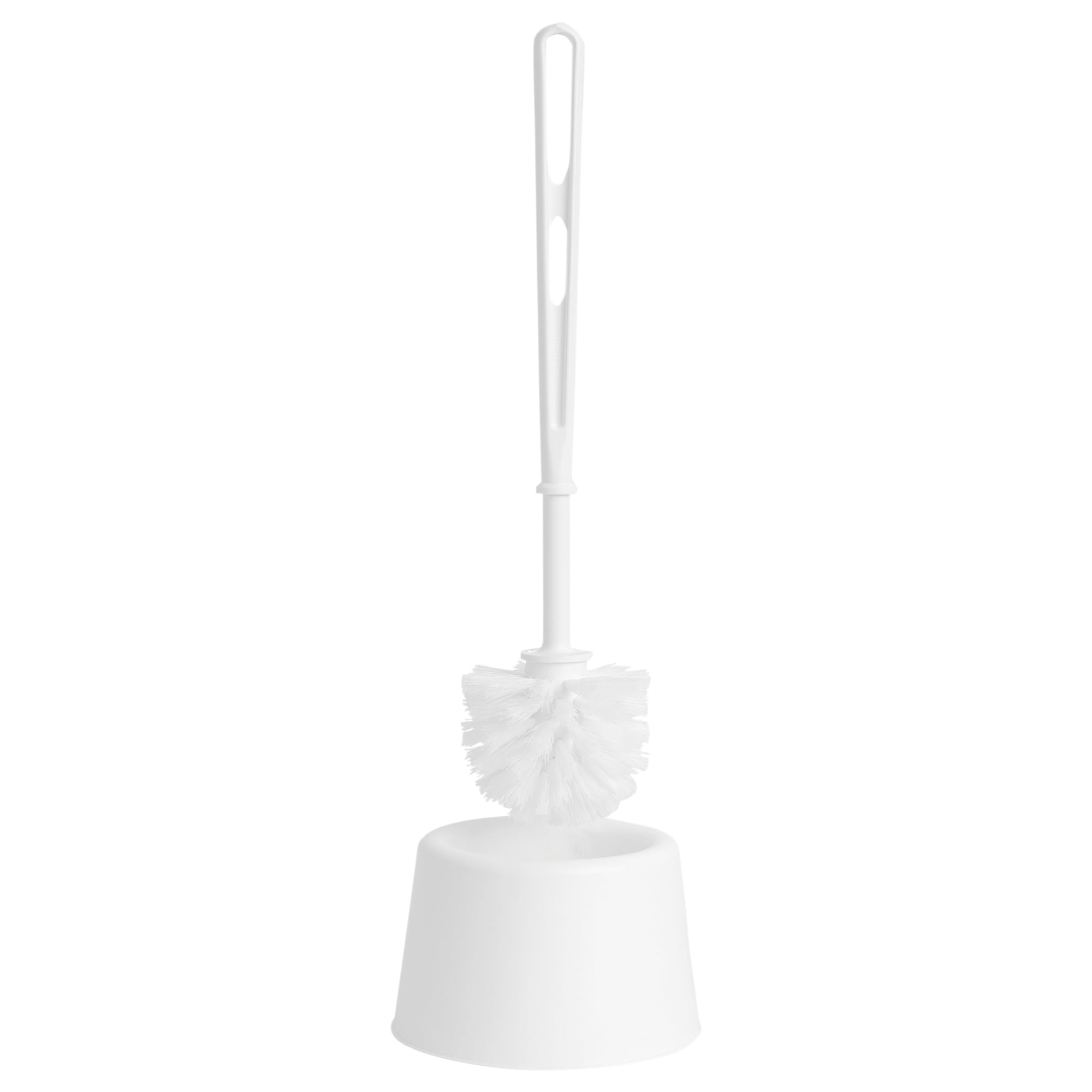 White Toilet Brush Set With Holder Strong Plastic Handle With Deep Cleaner Bristles (2)