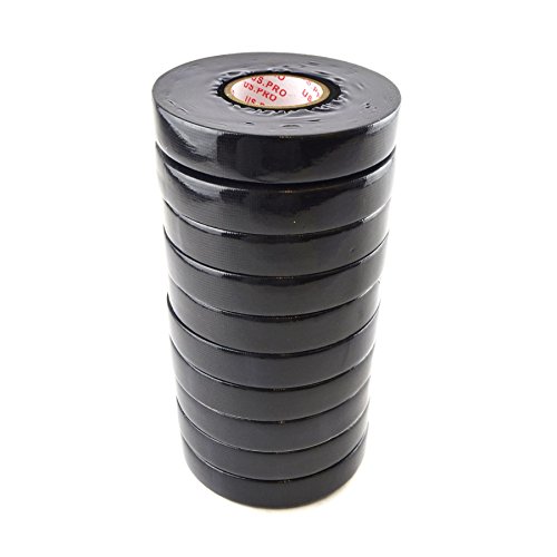 Ruban adhésif isolant pour faisceau de câbles 19mm x 25m lot de 10 rouleaux en tissu noir