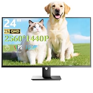 Pisichen 24 Zoll Touchscreen Monitor 2K QHD 2560 x 1440 IPS Gaming Monitor, 100 Hz, 3ms Reaktionszeit, 10-Punkt Multi Touch PC Display mit HDMI/USB A/USB C/USB B (für Touch-Funktion) Eingänge