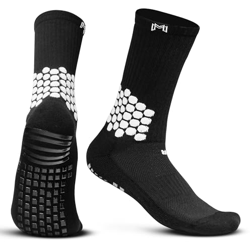 Ankle Protect Soccer Grip Socks (Black) + PreCut Soccer Sock Sleeve (White)2