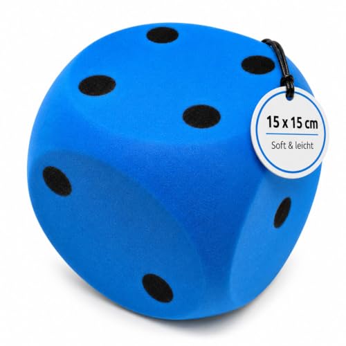 alldoro 63108 XXL Schaumstoff-Würfel Blau 15 x 15 cm großer Soft-Spielwürfel weich & leise Spielen & Lernen Indoor & Outdoor