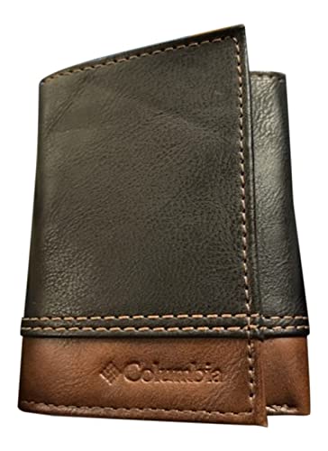Image of Columbia Men's Tri-Fold Wallet Black and Brown Leather