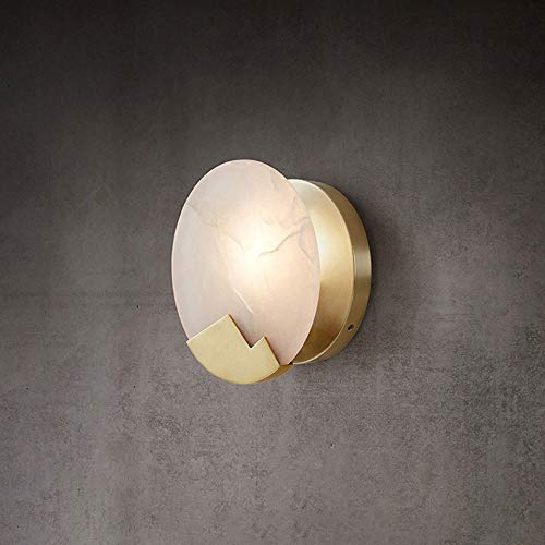Applique murale laiton et fer avec abat-jour marbre lampe nuit E14