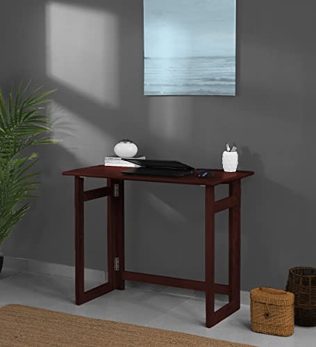 Image of Dawn Riser Solid Wood Folding Study Table Laptop, Computer, Pc, Writing Foldable Desk for Home & Office Space Saving, Easy to Store, Sleek Design Dawnriser Mahogany Finish, Acacia Wood, DIY Model