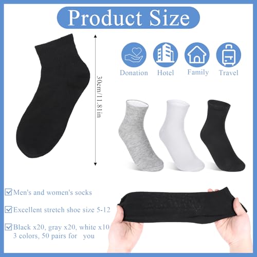 50 Pairs Mens Quarter Ankle Socks Breathable Cushion Socks Crew Socks Athletic Socks for Running Traveling2