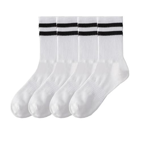 Image of Deeorla Womens Striped Crew Socks Brown Vintage Retro Athletic Socks 5 Pairs