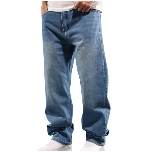 Men's Casual Cargo Pants Vintage Jeans Utility Pants Big & Tall Stretch Baggy Leg Denim Jeans Elastic Waist 7 Pockets