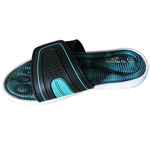 Ladies Memory Foam Slippers Padded Open Toe Summer Slippers, Sliders Flip Flop Slip-ons UK 7 / EU 41 Teal, Ladies Home Slippers