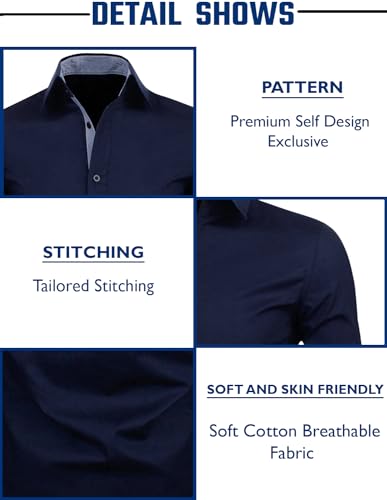 Image of Zombom Men's Solid Cotton Blend Regular Fit Full Sleeve Collared Neck Casual Shirt for Men
