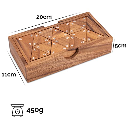 LOGOPLAY Tridomino - Triomino - Domino Triangle - Jeu de Pose - Jeu de société en Bois avec Chiffres Blancs