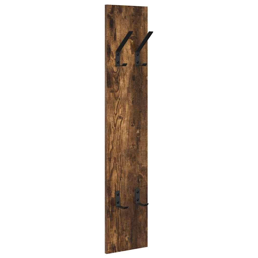 Appendiabiti da parete in rovere fumé con ganci | Legno lavorato, montaggio a parete, salvaspazio, ideale per corridoio e ingresso
