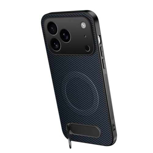 XINYANDIN �K�p�Ώ�iPhone 17 Pro Max/17 Pro/17 Air/17 �p�}�O�l�b�g�P�[�X�A�X�����ȃJ�[�{���t�@�C�o�[�p�^�[���̃��U�[�t�H���P�[�X�A�܂肽���ݎ��L�b�N�X�^���h�J�o�[�t��,�u���[,17 ProMax