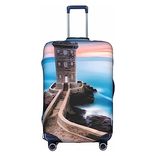 Housse de valise phare de plage motif blanc protège bagage cabine et soute taille L