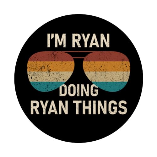 I'm Ryan Doing Ryan Things Retro Sunglass Funny Personalized PopSockets Swappable PopGrip, Black - Image 3
