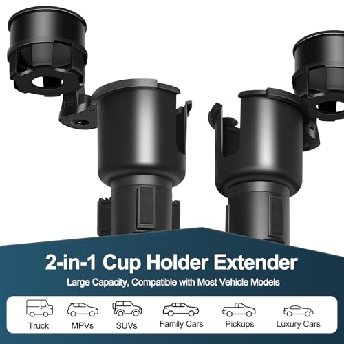 JPart Car Cup Holder Expander, Cup Holder Expander, Cupholder Expander with Adjustable Extension Base and 360° Rotation Design, Fits Mugs, Cups, Large Water Bottles in 2.9"-3.8" (10-46oz), Black by JPart - Image 7