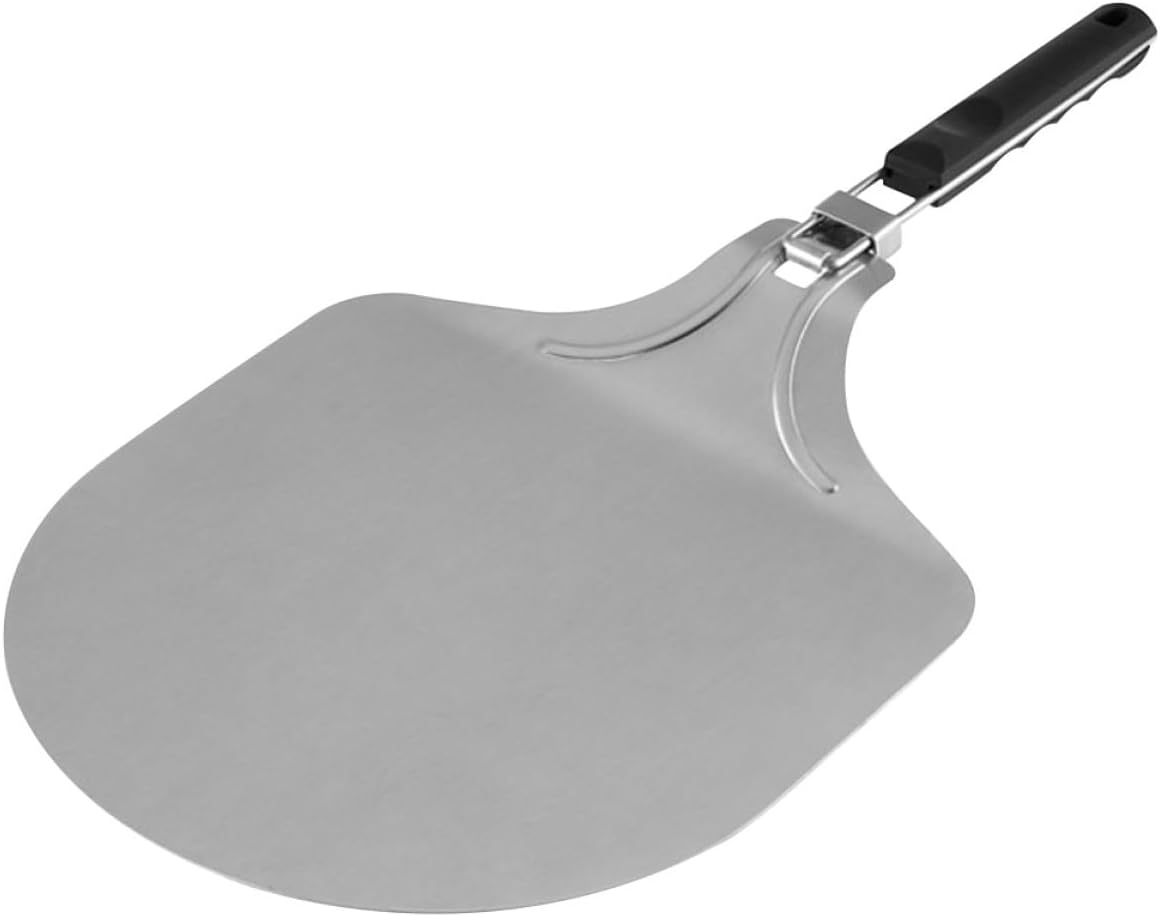 FRCOLOR 12-inch Foldable Oval Pizza Transfer Spatula Stainless Steel Baking Cake Shovel Kitchen Cooking Tool for Homemade Pizza and Oven Use