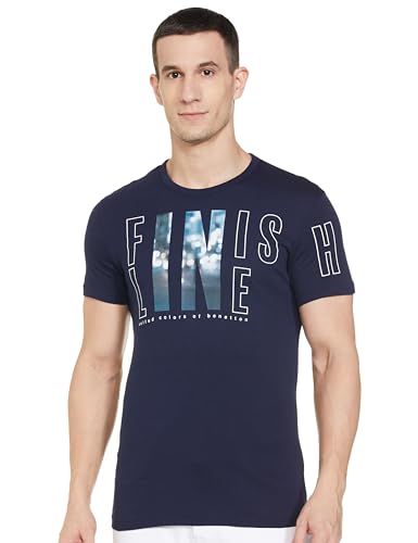 Image of UNITED COLORS OF BENETTON Men's Cotton Solid Regular Fit T-Shirt