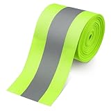 COMNICO Sew On Reflective Tape for Chothing, 1Pcs Silver Reflective Tape Green Safety Reflective Fabric Webbing Trim Strip 5 Meter High Visibility Reflective Ribbon for Clothes School Bags Raincoats