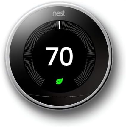 Google Nest Learning Thermostat (3rd Gen) T3019US, Smart Wi-Fi Programmable Thermostat, Energy Saving, Works with Alexa, Polished Steel, Learns Preferences, Remote Control via App, Bulk Packaging