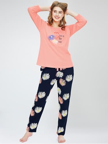 Image of ZEYO Night Suit for Women's Printed Cotton Night Dress of Top and Pajama Set (Available in Plus Size)