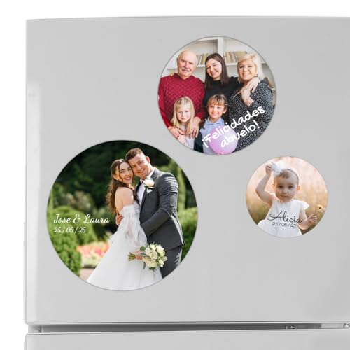 AimanGZ - 10 Imanes Redondos Personalizados, D. 7.5 cm, Acabado