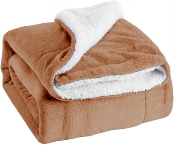 ZZZMRH Sherpa Fleece Blanket Throws for Sofas Large Blankets – Soft Warm Blanket Reversible Microfiber Bed Throws – Fluffy Bedding Thick Blanket for Bed (Beige, King(200x240cm))