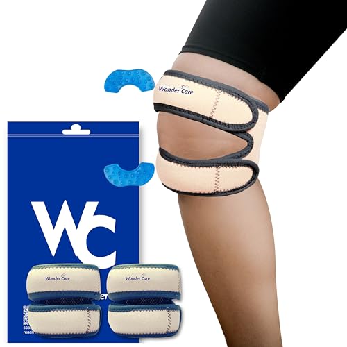 Image of Wonder Care Knee Brace with Silicon Gel Strips for Knee Pain, Gel Patella Knee Strap for Workout, Sports, Arthritis, ACL, MCL, Meniscus Tear Patellar Tendon Support Strap Men Women(2, Beige)