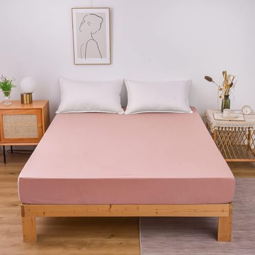 Image of Zippered Mattress Topper 72 inchx35 inchx8 inch Terry Cotton Waterproof Mattress Protector | Dust Mite Proof, Bed Bug Protection Mattress Cover for Single Bed Size with 8 inch Drop (72x35x8,Pink)
