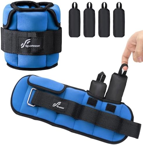 Sportneer Verstellbare Knöchelgewichte: Verbesserte Verstellbare Beingewichte, Gewichtsmanschetten Gewichte für Fitnessstudio, Fitness, Workout, 0,5–2,3 kg pro Knöchel, 0.9-4.5 kg