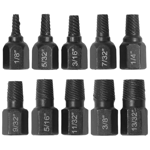 Ollanoos 10 PCS Heavy-Duty Damaged Bolt Extractor Set Chrome Vanadium Steel Screw Remover Tools Suitable for Automotive Repairs and Home Projects