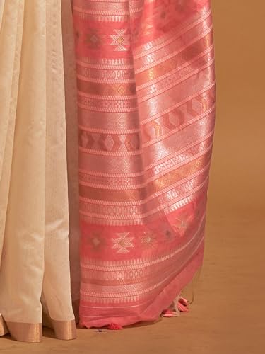 Image of AKHILAM Women's Banarasi silk Ethnic Motif Woven Design Saree With Unstitched Blouse Piece