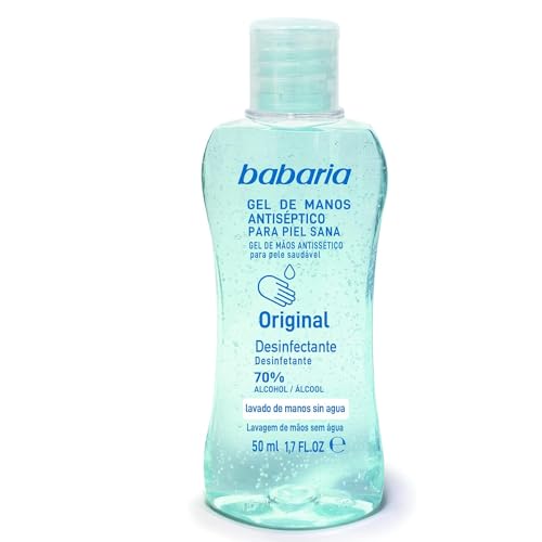 Babaria - Gel Hidroalcoholico para piel sana | Original, Desinfectante, con Alcohol y Glicerina, Protege y Mantiene Limpias las Manos, 70% de Alcohol, Sin Aclarar - 50 ml