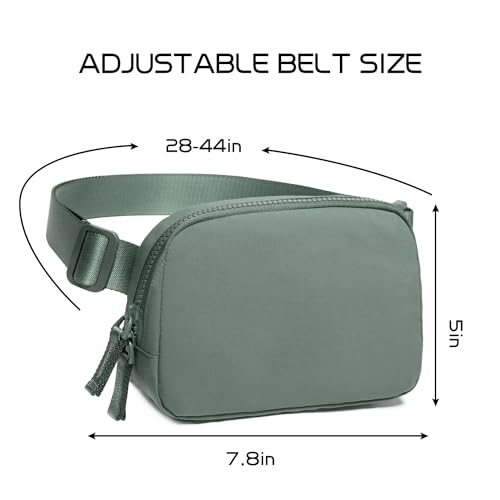 Image of Belt Bag for Women Two-Way Zipper Cross Body Fanny Pack Fashion Waist Packs Everywhere Belt Bag with Adjustable Strap Gifts for Teen Girls Women Men (Green)