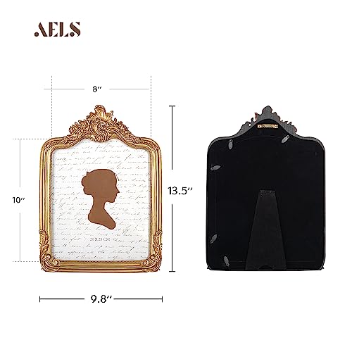 AELS 8x10 Inch Vintage Picture Frame, Elegant Antique Photo Frames with Glass Front, Photo Display, Tabletop Wall Hanging, Gift Ideas, Gold