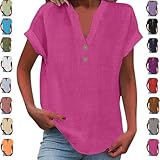 women's cotton work blouses Chic Details & Flattering Fit:Features a button-down front, collared V-neck, cap sleeves, and front pockets. Designed in an oversized boyfriend silhouette, this trendy tunic shirt flatters all body types while adding effortless polish to your outfit.