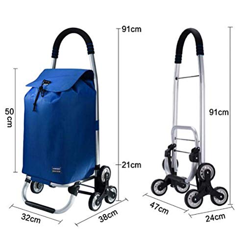 Einkaufstrolley mit 6 Rädern, zusammenklappbar, mit Deckel und Reißverschlusstasche, 40 l Fassungsvermögen, wasserdicht… – Bild 6