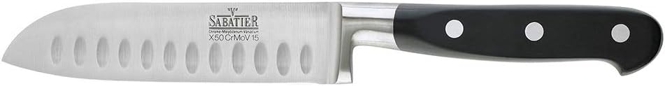 RICHARDSON SHEFFIELDR07000P442160 V Sabatier Finest Grade Stainless Steel Santoku Knife, Black, 12.5 cm