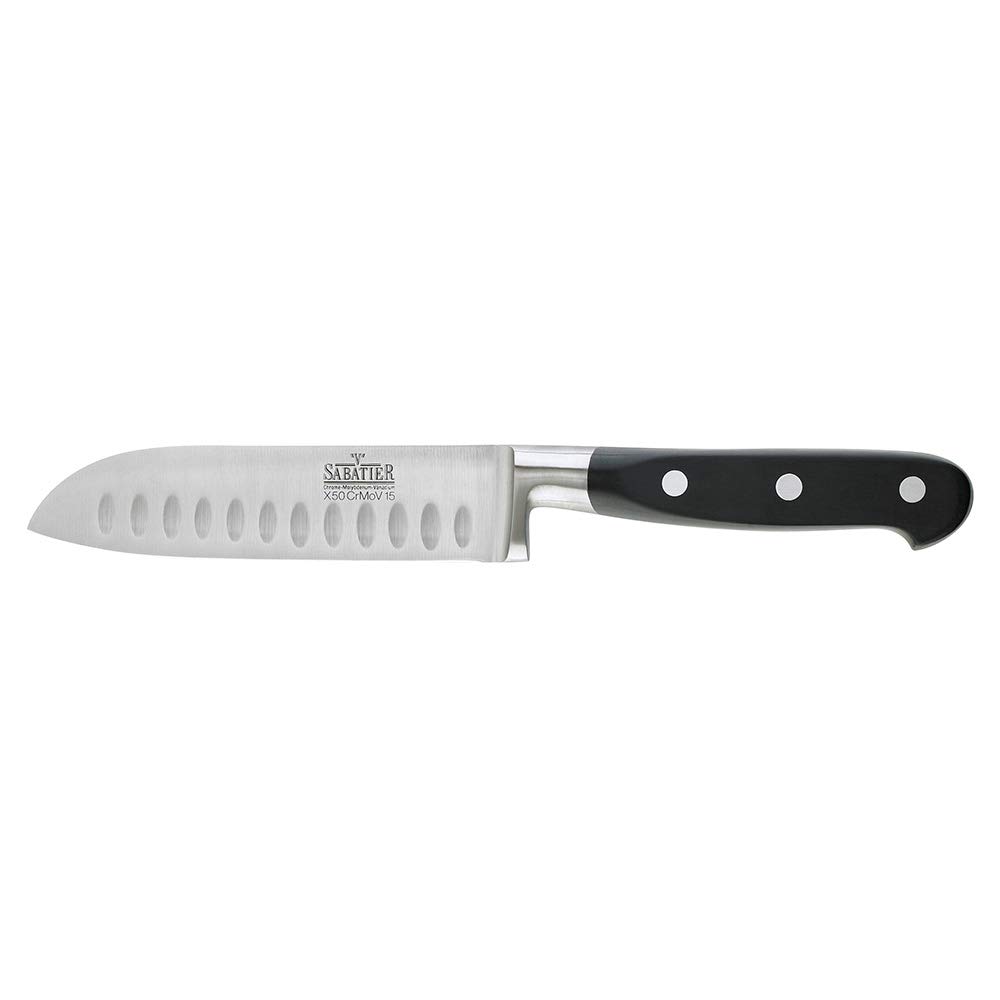 RICHARDSON SHEFFIELDR07000P442160 V Sabatier Finest Grade Stainless Steel Santoku Knife, Black, 12.5 cm