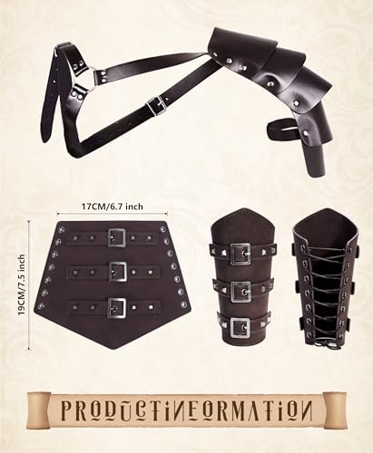 8 Pcs Men's Renaissance Costume Halloween Medieval Pirate Shirt Pant Viking Costume Accessories Set2