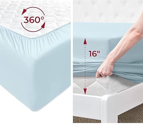 G&S,Luxury 1800 Bed Sheets & Pillowcases-Extra Soft Cooling Bed Sheets, Extra Soft And Hypoallergenic-Deep Pocket Up To 16 Inches Mattress-Wrinkle, Fade, Shrink And Stain Resistant (Misty Blue, Queen) #TOP2