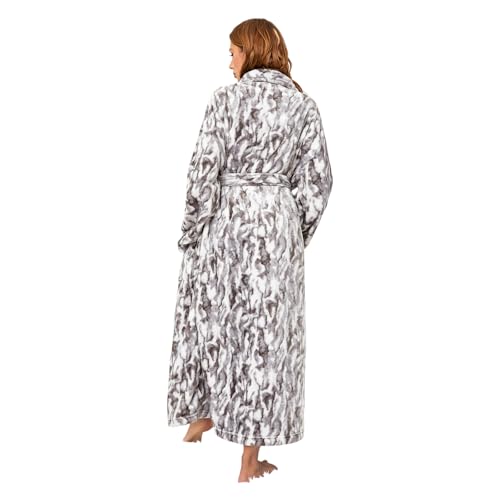 Image of RONGTAI Womens Bathrobe Ladies Fleece Plush Warm Long Robes Fleece Nightgown Sleepwear