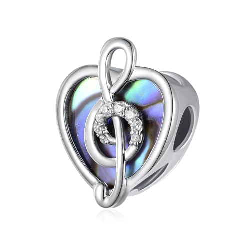 Abalorio de plata de ley 925 nota musical clave de sol charm para pulsera
