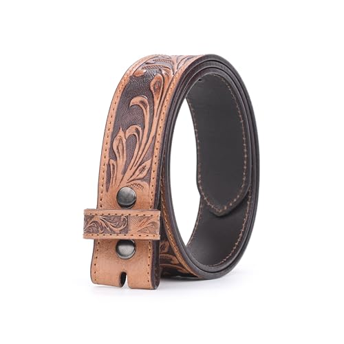 RESISTANCE Boys Western Belt, Mens Cowboy Belt, Western Wear Full Grain Leather Belts Strap Without Buckle For Cowboy Men