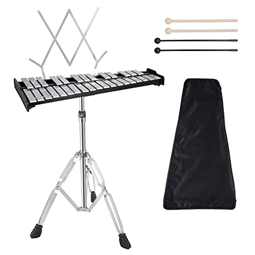 Sierjian 32 Notes Glockenspiel with Adjustable Height Stand, Aluminum Xylophone for...