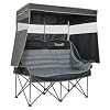 Double Camping Chair with Canopy Heavy Duty 2 Person Folding Loveseat Beach Chair with Shade High Back Oversized Outdoor Camping Couch with Cup Holders & Wine Racks for Lawn, Fishing, Sports