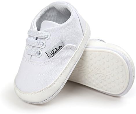 RVROVIC Baby Boys Girls Shoes Canvas Toddler Sneakers Anti-Slip Infant First Walkers 12Color (11cm (0-6months), White)